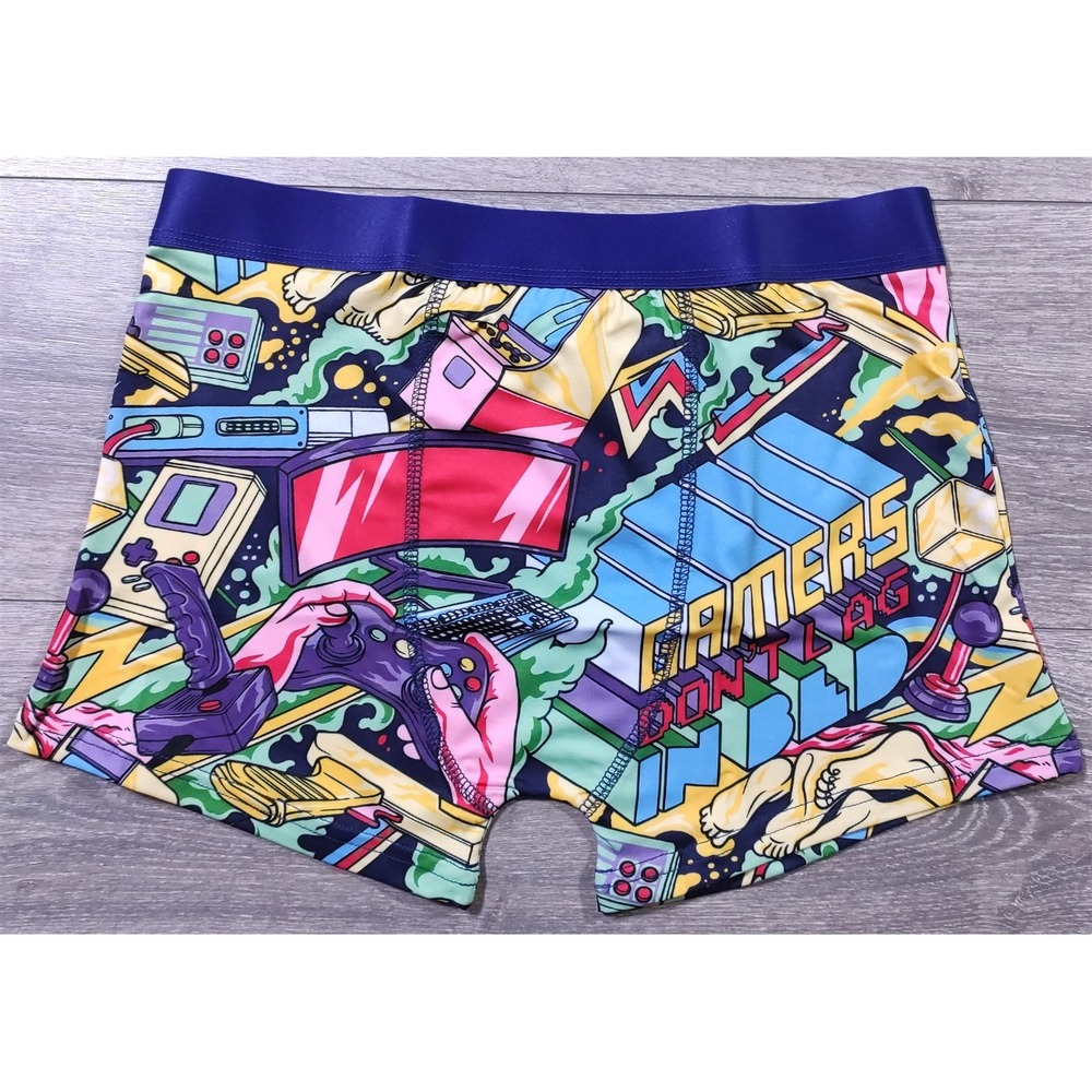 Random Stock Apparel Mens Gamer Boxer Briefs Small 28-30 Gamers Don't Lag In Bed